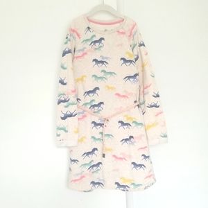 Girls Cotton Fleece Horses Pattern Dress